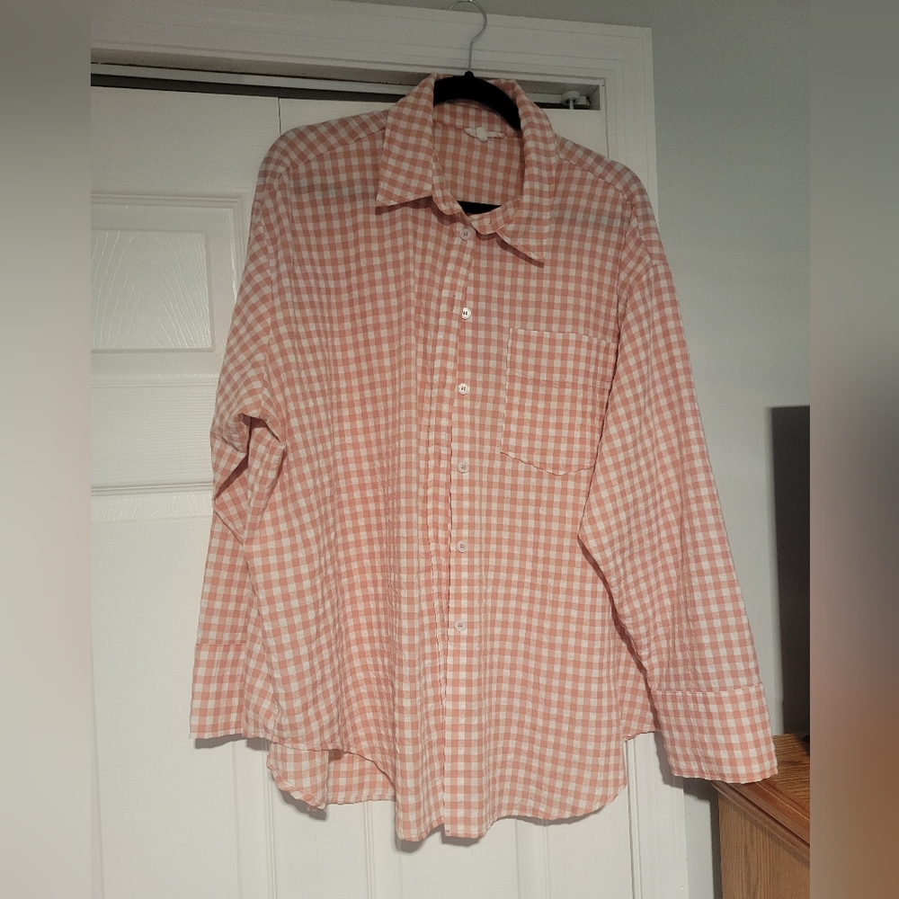 Pink Gingham Button-Up Shirt